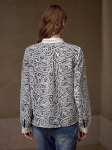 MOTF PREMIUM BLUSA DE BOTONES DE ENCAJE GUIPURE - Albaricoque - Ver 3
