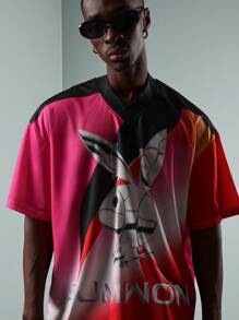 PLAYBOY X SUMWON 超大街头风 T 恤图案 T 恤优质宽松版型运动衫号码运动风格夏季节日时尚