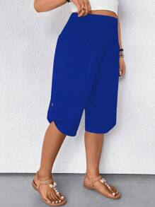 EMERY ROSE 女士休闲修身抽绳腰百慕大短裤，百搭 - 寶藍色 - 查看 7