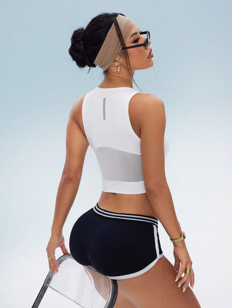 SHEIN Sport Studio Damen Sommer Komfortable Atmungsaktive Mesh Patchwork Sport Weste