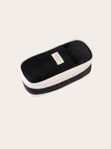 1Pc 10*25cm Large Capacity Canvas Zipper Pencil Bag Pencil Case, Student Study Supplies Office Supplies, Expandable Pencil Case Storage Bag, Multi-Functional Creative Student Gift Cosmetic Bag Travel Bag Back To School, Six Colors Optional,Back To School,School Supplies - Multicolor - View 10