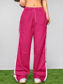 Cheerettes 女士休闲日常条纹抽绳腰运动裤 - 粉色 - 查看 4