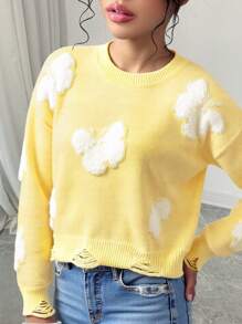 Chiquease Women Chic Cropped Hem Sweater, Fashion Round Neck Design Fall Winter Cloth For Women