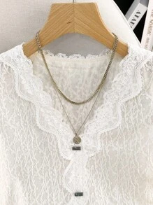 Franclia Women's Sleeveless V-Neck Lace Patchwork Textured Elegant Tank Top Clothes For University