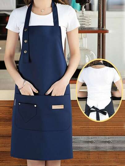 1PC Kitchen Waterproof Oil-Proof Apron For Home Use,Aprons With Pockets, Poly Stain-Resistant Kitchen Aprons, Cooking Aprons Applicable To Home,Restaurant,Craft,Garden,BBQ,School,Coffee House,Apron For Men & Women(Blue) Christmas For Holiday Gift Giving