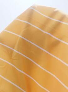 Chiquease 女士条纹蝙蝠袖短袖单排扣休闲长裙，夏季长款女装 - 黃色 - 查看 8