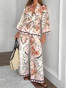 Women, Two Set, Suit, Kimono, Pant, All Over Print, Comfortable, Boho Long Slevee, - Multicolor - View 5