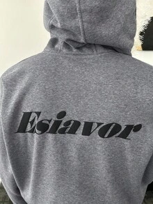 SWAVVY 男士街头时尚针织休闲长袖毛绒领运动衫连帽衫，适合秋冬 - 紅色 - 查看 4