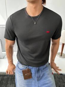 ESTAVOR Men's Street Fashion V-Neck Knit Short Sleeve T-Shirt, Suitable For Summer - Black - View 2