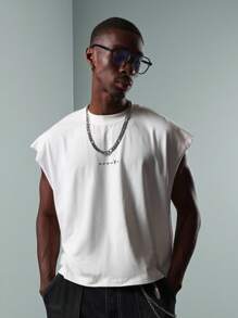 PLAYBOY X SUMWON 图案背心 无袖肌肉T恤 夏季节日街头服饰 兔子印花 现代都市休闲背心 - 白色 - 查看 2