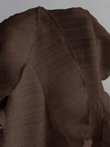 Elamini 女式夏季休闲纯色荷叶边吊带上衣 - 棕色 - 查看 3