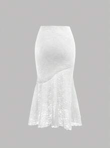 SHEIN 青少年女孩休闲简约舒适不对称下摆短款上衣和美人鱼下摆短裙两件套 - 白色 - 查看 7