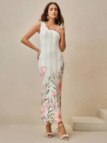 Anewsta Women's Elegant Jacquard Knitted Long Dress, Summer