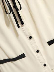 Franclia Women's Elegant College Style Color Contrast Bow Pleated Mini Dress Summer Dress Clothes For University