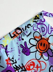 PopScrub Plus Size Women V-Neck Short Sleeve Double Pocket Hang Ear Design Cute Cartoon Graffiti Simple Prosperity Print Nurse Uniform Top/Doctor Work Wear Top/Examination & Surgery Uniform Top/ Solid Color Pet Grooming Work Wear Top/ Nutritionist Work Wear Short Sleeve Top/ Lab Work Wear Top, Multi-Pocket Functional Work Wear Top