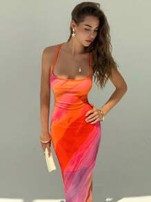 Aloruh Damen Allover Muster tailliertes elegantes langes Kleid, ärmellos, Sommer-Outfits, Sommerkleidung, Strand-Outfits für Frauen, Strandurlaub, Urlaubs-Outfits für Frauen, Boho, tropische Urlaubskleidung für Frauen, tropische Urlaubskleidung für Frauen, Hochzeitsgastkleid für Frauen, Brautparty-Kleid, weiß, elegant, bescheiden, geblümt, Ausgehen, Ausgeh-Oberteile, Ausgeh-Outfits für Frauen - Pink - Übersicht 5