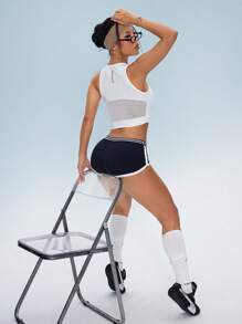 SHEIN Sport Studio Damen Sommer Komfortable Atmungsaktive Mesh Patchwork Sport Weste