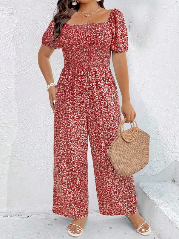 Breezaya Salopete de damă cu mânecă scurtă și imprimeu floral, talie legată, mărime plus, ținute casual de vacanță