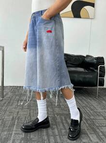 ESTAVOR 男士休闲时尚短款牛仔短裤 - 淺藍色 - 查看 2