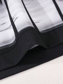 Manfinity Swimmode Men's Palm Tree Print Drawstring Waist Pocket Beach Shorts, Suitable For Summer Men Black Swim Trunks Black Swim Shorts With Palm Trees - Black - View 4