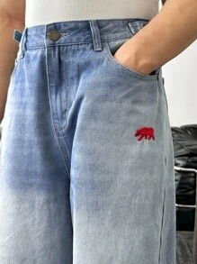 ESTAVOR 男士休闲时尚短款牛仔短裤 - 淺藍色 - 查看 4