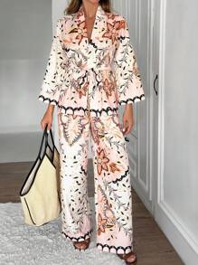 Women, Two Set, Suit, Kimono, Pant, All Over Print, Comfortable, Boho Long Slevee, - Multicolor - View 3