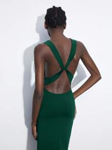 Maija 女士纯色垂坠领修身连衣裙，都市时尚简约商务休闲连衣裙，派对鸡尾酒生日礼服，优雅婚礼宾客装