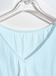 Franclia Blusa de unicolor con volantes elegante para ir a la universidad - Celeste - Ver 6