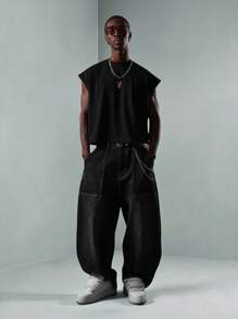 PLAYBOY X SUMWON 夏季节日肌肉背心兔子图案街头潮流都市时尚做旧印花复古风格男士背心 - 黑色 - 查看 6