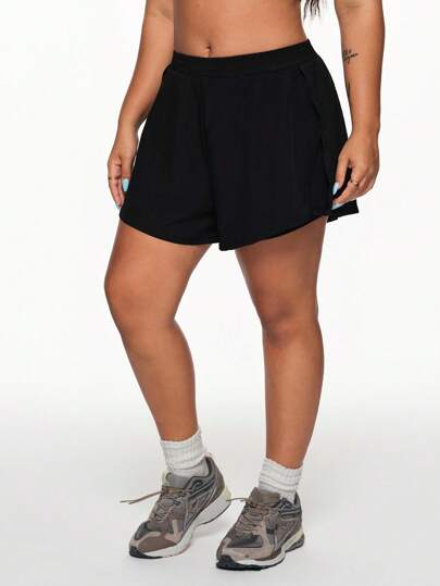 Gameset SHEIN Sport 女士加大码休闲运动短裤，简约时尚，适合日常穿着，舒适短裤健身短裤