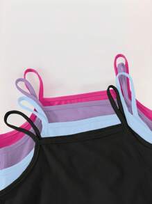 4pcs Set Tween Girl Regular Tank Tops Teen Girls Tops Girls Cami - Multicolor - View 3