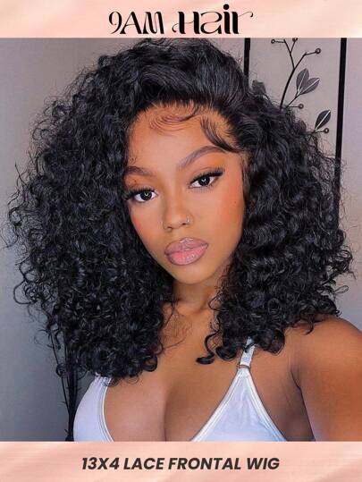 Density Pro 13x4 Transparent Lace Front Curly Wave Bob Wig Raw Human Hair 200% Density Pre Plucked Baby Hair Natural Hairline For Women Natural Black - 9AM Hair Sport Vacation Travel Festival Prom Outdoor Cosplay Campus School Beach Wedding Camping Holiday Outfits Summer Outfits Vacay Vibes Charm Elegant Casual Y2k Fashion Styles Ss25