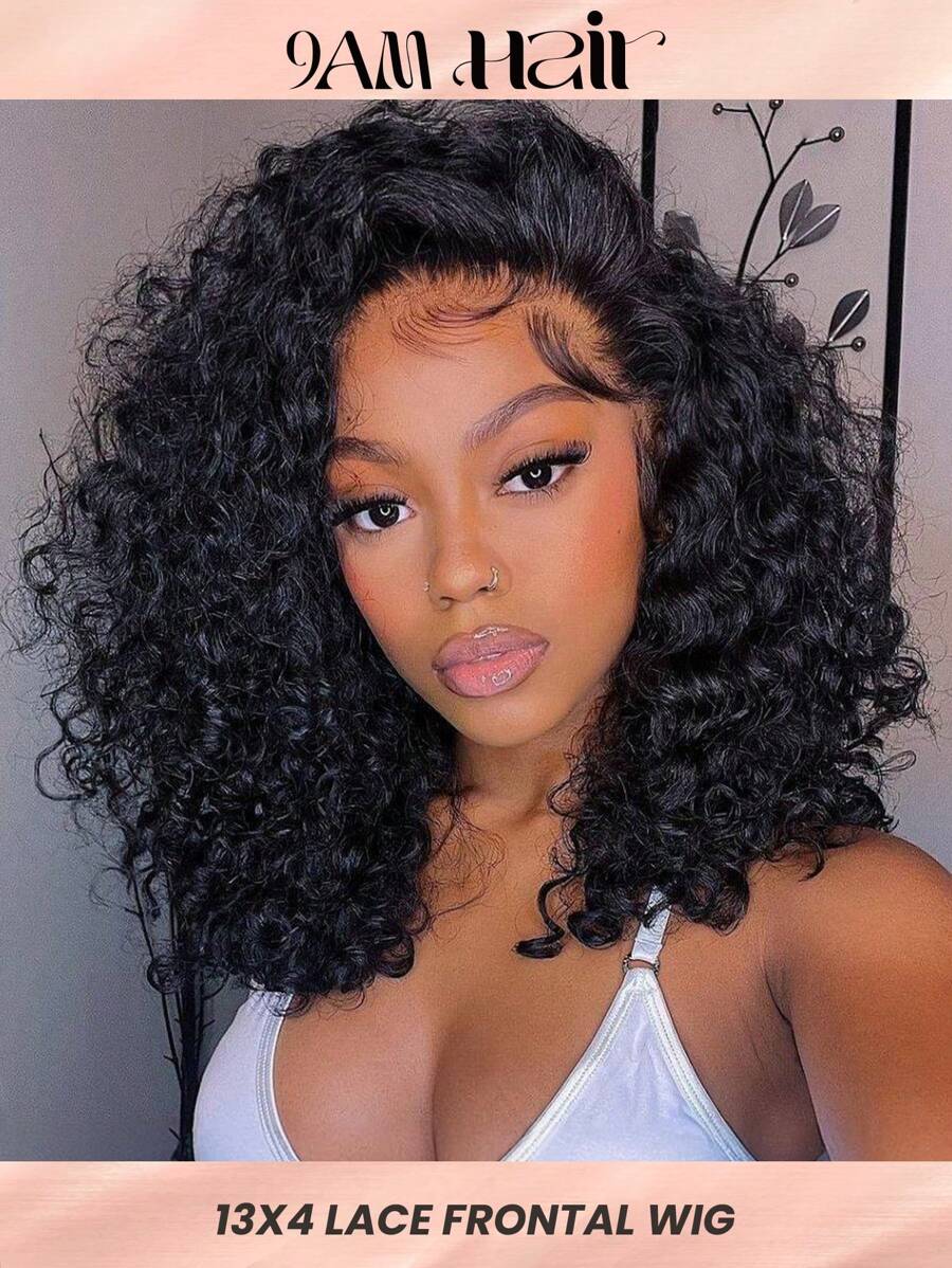 Density Pro 13x4 Transparent Lace Front Curly Wave Bob Wig Raw Human Hair 200% Density Pre Plucked Baby Hair Natural Hairline For Women Natural Black - 9AM Hair Sport Vacation Travel Festival Prom Outdoor Cosplay Campus School Beach Wedding Camping Holiday Outfits Summer Outfits Vacay Vibes Charm Elegant Casual Y2k Fashion Styles Ss25 - SNatural - View 1