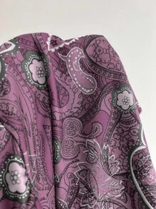 Elamini Damen Lässig Paisley Muster Kurzarm T-Shirt, Sommer - Heißes Pink - Übersicht 5