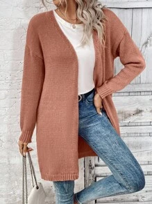 SHEIN LUNE Cárdigan suelto de hombros caídos de unicolor casual