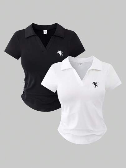 2pcs/Set Women & Teenage Girls Elegant Casual All-Match Solid Color Long Sleeve Fitted T-Shirt Combo, Versatile & Easy To Match In Multiple Colors