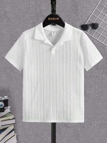 SHEIN Polo de punto de unicolor con cuello para niño preadolescente con estilo universitario