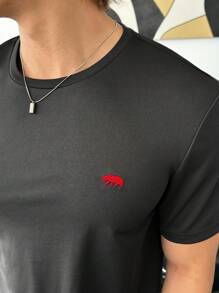 ESTAVOR Men's Street Fashion V-Neck Knit Short Sleeve T-Shirt, Suitable For Summer - Black - View 3
