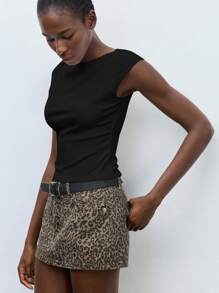 Maija 女士休闲纯色修身T恤，百搭上衣，适合外出、商务、学校、办公室穿着，秋季 - 黑色 - 查看 5