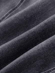 SHEIN Baby Boys Casual Cute Denim Printed Thermal Lined Long Sleeve Collared Jacket, Suitable For Outings, School, Daily Gatherings, Autumn/Winter Fall - Black and White - View 7