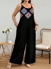 EMERY ROSE 加大码纹理花卉印花连体裤，夏季假期