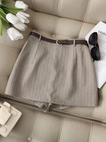 Franclia 休闲简约女士短裤，适合日常通勤 - 卡其色 - 查看 5
