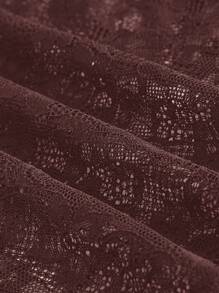 ROMWE Retro Gothic Lace Ruffle Hem Split Skirt - Brown - View 4