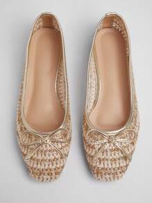 SHUZIA Giày bệt mũi vuông thanh lịch thoải mái cho nữ - Vàng - Xem 6