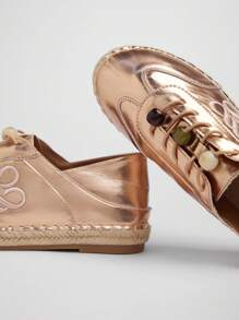 SHUZIA Giày vải đế xuồng thêu nhiều màu thời trang cho nữ - Hoa hồng vàng - Xem 5