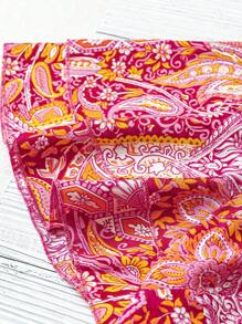 Linhara Plus Size Women Cashew Flower Double-Layer Ruffle Sleeve Blouse - Pink - View 4