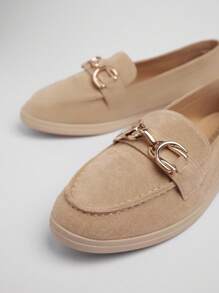 SHUZIA Luxe-Inspired Women's Summer Comfort Almond Toe Horsebit Suede Sand Walk Loafers-Luxe-Feeling For Summer Adventures By Sea Or City. - Beige - View 6