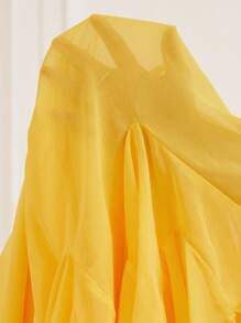 Aveloria 女式雪纺夸张不对称下摆镂空性感长袖连衣裙 - 黃色 - 查看 6