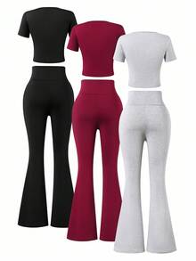 Bộ 2 quần dài tay cơ bản họa tiết Americana cổ điển dành cho nữ tuổi teen - Nhiều màu - Xem 2