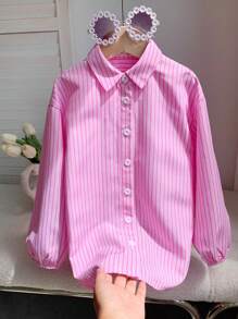 SHEIN 年轻女孩梭织纯色短款休闲衬衫
